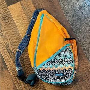 Kavu Paxton Orange and Blue Geometric Sling Bag